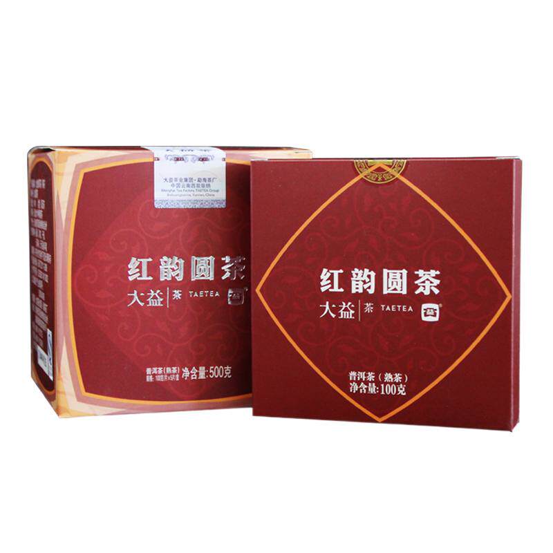 大益2024年红韵圆茶500g口粮茶2401批普洱茶熟茶云南茶叶100g*5
