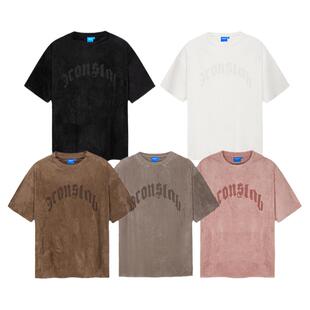 ics丨iconslab激光烧花拱形哥特字麂皮短袖T恤男美式复古装体恤夏