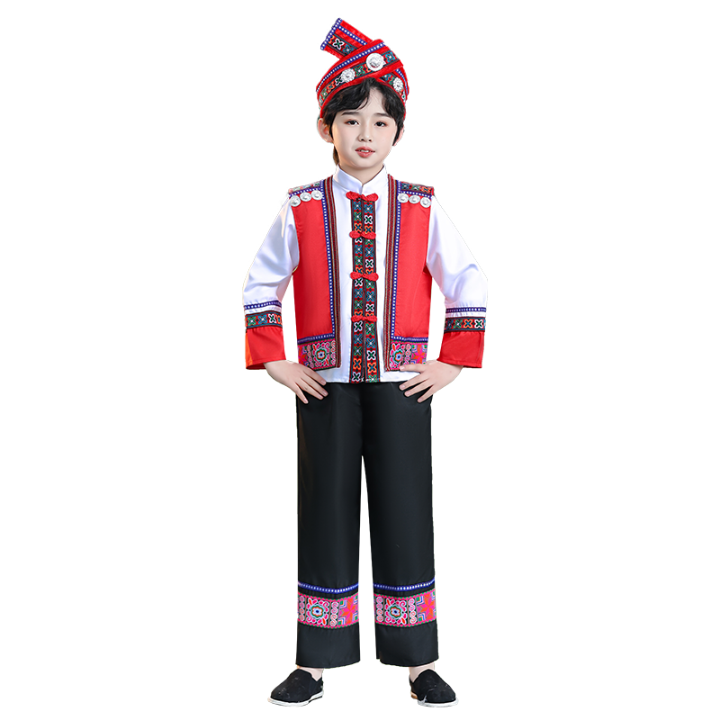 三月三壮族服装儿童广西少数民族服饰哈尼族瑶族演出服装苗族男童