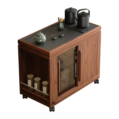 木小咖实木茶桌茶水柜阳台可移动茶台茶几边几边柜煮茶烧水壶一体