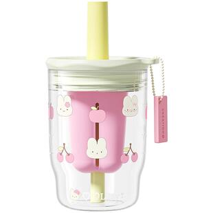 万兀吸管杯女生高颜值夏天可爱杯子大容量耐高温随行便携塑料水杯