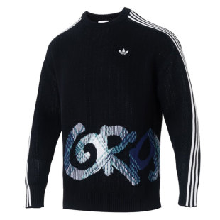 adidas阿迪达斯三叶草冬季男子运动休闲圆领打底套衫毛线衫KC0110