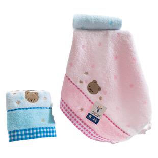 A类金号纯棉方巾儿童小毛巾全棉无捻纱绣卡通柔软吸水母婴适用