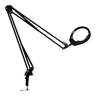 PDOK夹式放大镜带LED灯电子维修专用放大镜PD447127工作台工业用三色悬臂支架桌面高清生产线线路板检测台灯