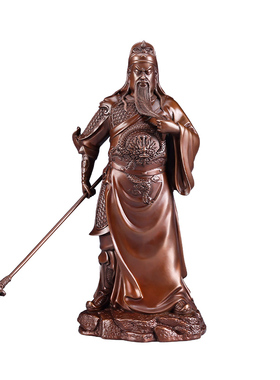 铜欣祥紫铜武圣关公铜像武财神摆件手拿刀客厅办公室装饰品工艺品