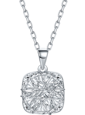 六桂福珠宝铂金小方糖吊坠