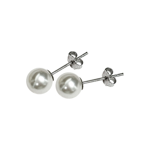 方糖家 施家水晶/天然珍珠强光正圆S925纯银耳钉小巧简约耳环女