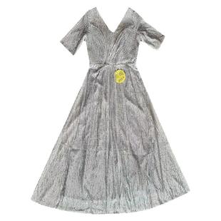 银色亮片晚礼服女气质高端宴会主持人合唱团演出连衣裙奢华长款夏