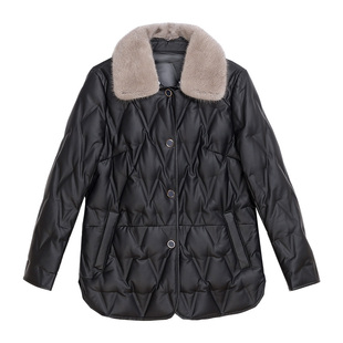 2025冬季新款海宁真皮羽绒服女短款水貂毛气质显瘦绵羊皮皮衣外套