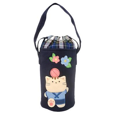 kine猫手提水杯包袋卡通刺绣户外