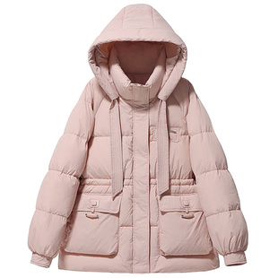 减龄少女风冬季加厚连帽收腰外套胖莹莹大码女装多巴胺宽松羽绒服