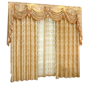 欧式窗幔帘头遮光布料窗帘卧室客厅落地飘窗帘成品加高定制窗帘布