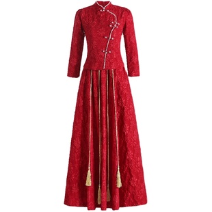 中式敬酒服新娘2025秋冬新款订婚回门结婚礼服裙女旗袍秀禾服嫁衣