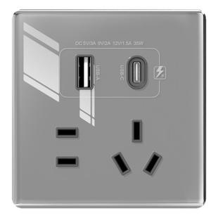 86型35W快充USB插座开关面板墙壁手机充电Type-c家用五孔暗装面板