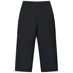 FILA斐乐官方男士梭织长裤2026春季新款休闲加绒直筒运动工装裤