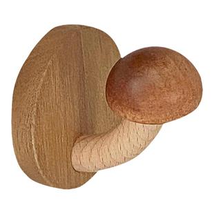 北欧风实木质蘑菇挂钩免打孔无痕粘钩可爱厨房宿舍门后玄关衣帽钩