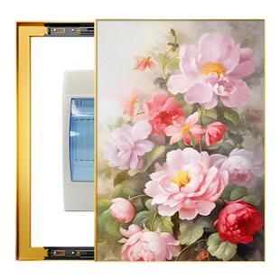 花开富贵电表箱装饰画竖款牡丹花挂画遮挡配电箱电闸盒壁画免打孔