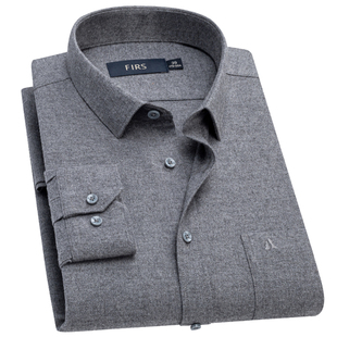 【纯棉磨毛】杉杉衬衫男长袖春秋新款休闲格子中老年爸爸全棉衬衣