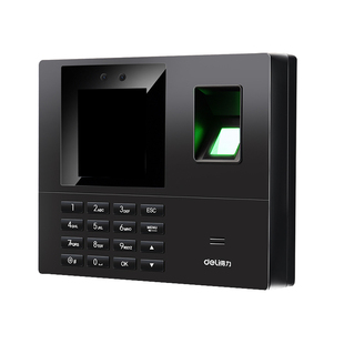 得力人脸识别考勤机指纹打卡机指纹人脸一体机面部智能识别指纹机员工上班刷脸指纹签到密码考勤机出勤打卡器