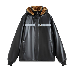 代驾皮衣皮裤套装男加绒加厚外卖冬天装备防寒服外卖骑手工作服
