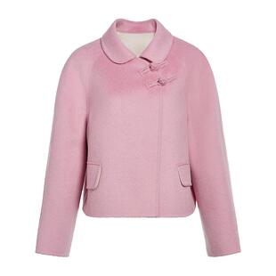 FIVE PLUS新中式毛呢外套女短款娃娃领纯色宽松羊毛双面呢大衣