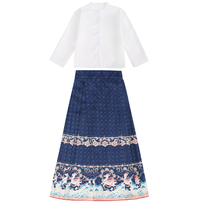 兒童啦啦隊演出服小學(xué)生運動會開幕式中國風(fēng)合唱服古裝馬面裙?jié)h服