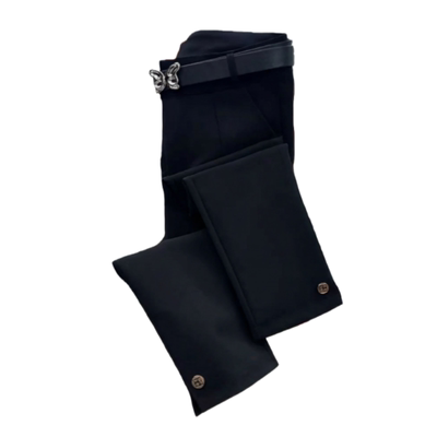 黑色高腰弹力直筒九分西服裤女