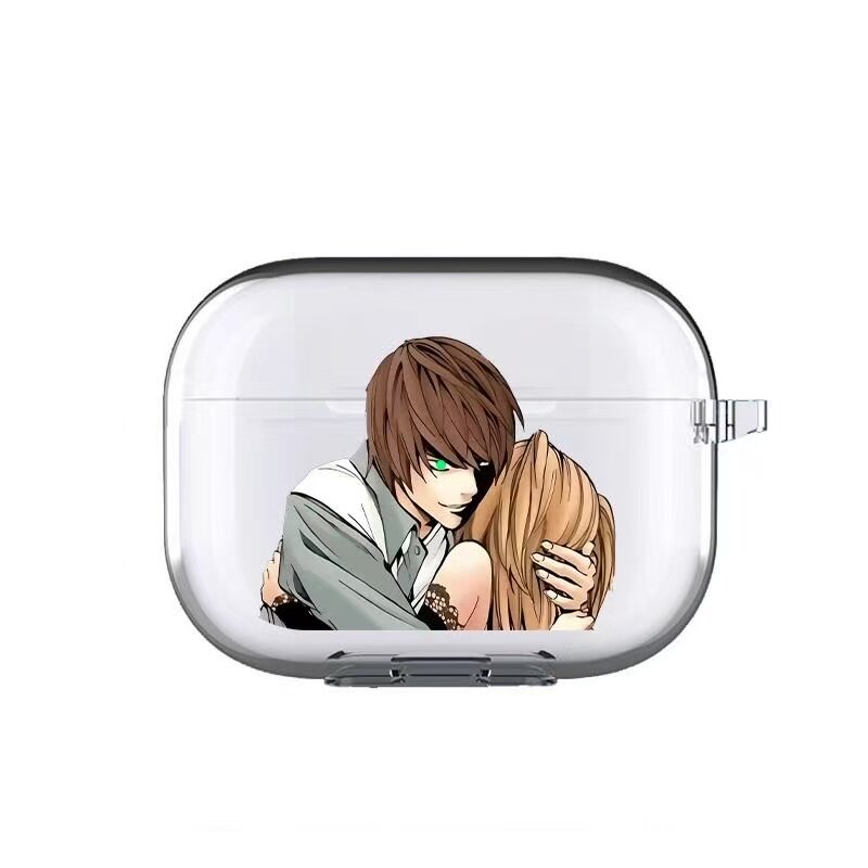 夜神月与海砂适用airpodspro2保护套对灯夜神月耳机壳来图定制苹果3蓝牙耳机套卡通动漫透明二三开盖发光pro3