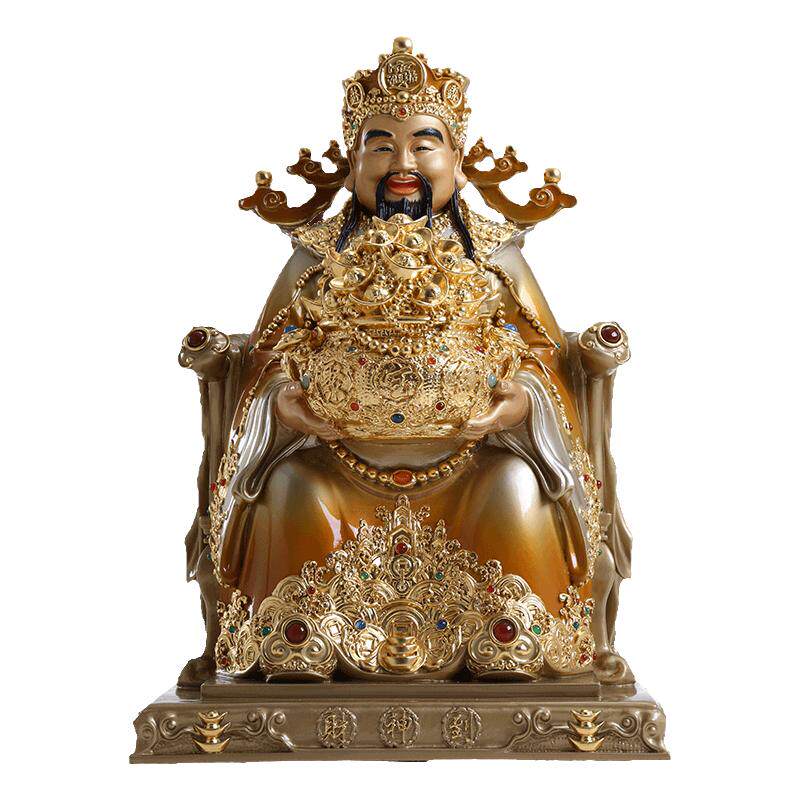 家用纯铜贴金财神爷佛像摆件客厅