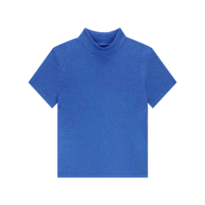 多色半高领短袖t恤女春季