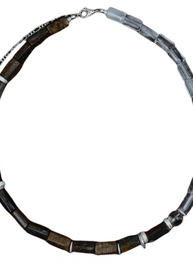 OLIOEACETO银片串珠拼接项链