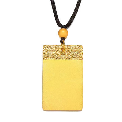 沙金项链吊坠男女金店同款无事牌实心祥云平安方牌不掉色送礼挂坠