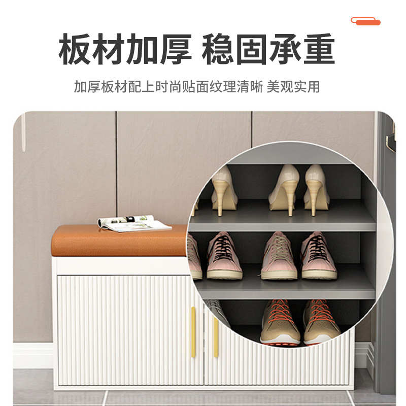 门口可坐换鞋凳家用轻奢穿鞋凳简约现代入户带储物功能软包坐凳