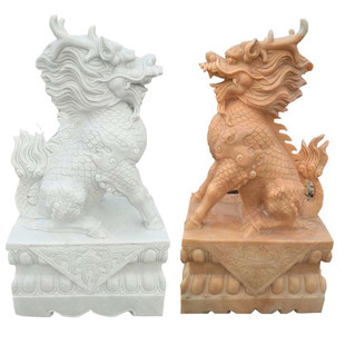 石雕麒麟獬豸望天吼独角兽貔貅龙生九子吉祥瑞兽门口镇宅动物雕塑