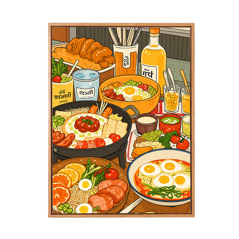 宫崎骏美食手绘diy数字油画油彩