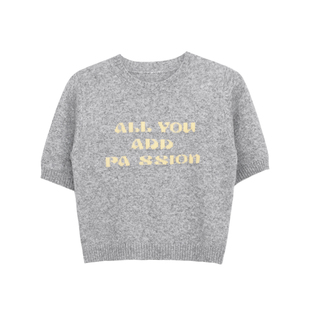 荒荒家 英文针织短袖2026春季新款小众设计休闲百搭打底内搭T恤女