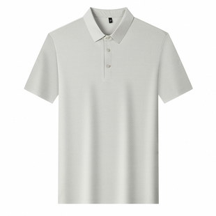 冰丝短袖POLO衫男夏季宽松加肥大码胖子翻领胖人上衣无痕男款T恤