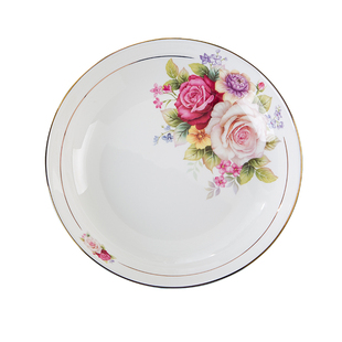 好看的盘子家用菜盘8寸日式深盘子加高加深网红圆盘景德镇菜盘子