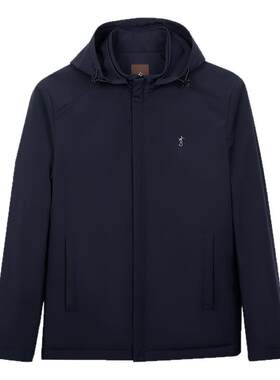 才子可拆卸连帽棉服男士2025冬季新款石墨烯修身商务短款棉衣外套