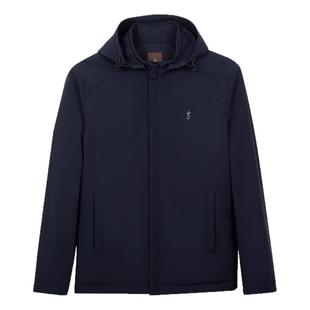 才子可拆卸连帽棉服男士2025冬季新款石墨烯修身商务短款棉衣外套