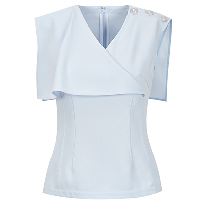 解构飘片领静奢上衣雪纺衫