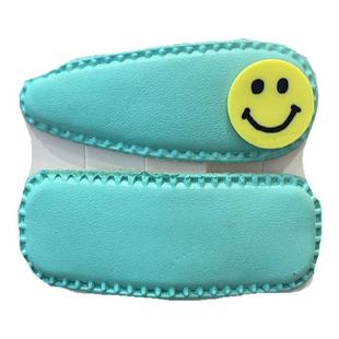 pom pom发夹2026年新款 韩国少女糖果色笑脸PU皮bb夹刘海夹侧边夹