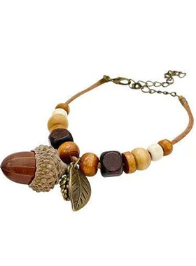 复古新中式干果橡果项链