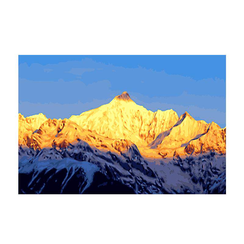 自油自画diy数字油画鎏金靠山