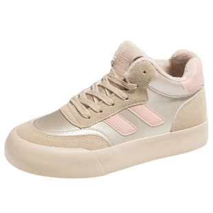 YOBN/优步加绒女鞋高帮鞋女2025冬季二棉鞋厚底板鞋ins潮运动鞋子