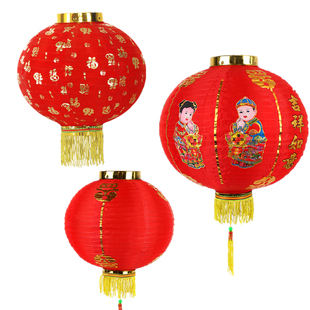 户外防水拉丝折叠舞蹈寺庙灯笼新年装饰大红百福人物场景布置用品