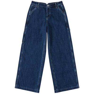 【张凌赫代言】Lee商场同款26春夏新品430超A阔腿牛仔裤中深蓝女