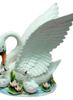 陶瓷天鹅大号欧式风电视柜工艺品