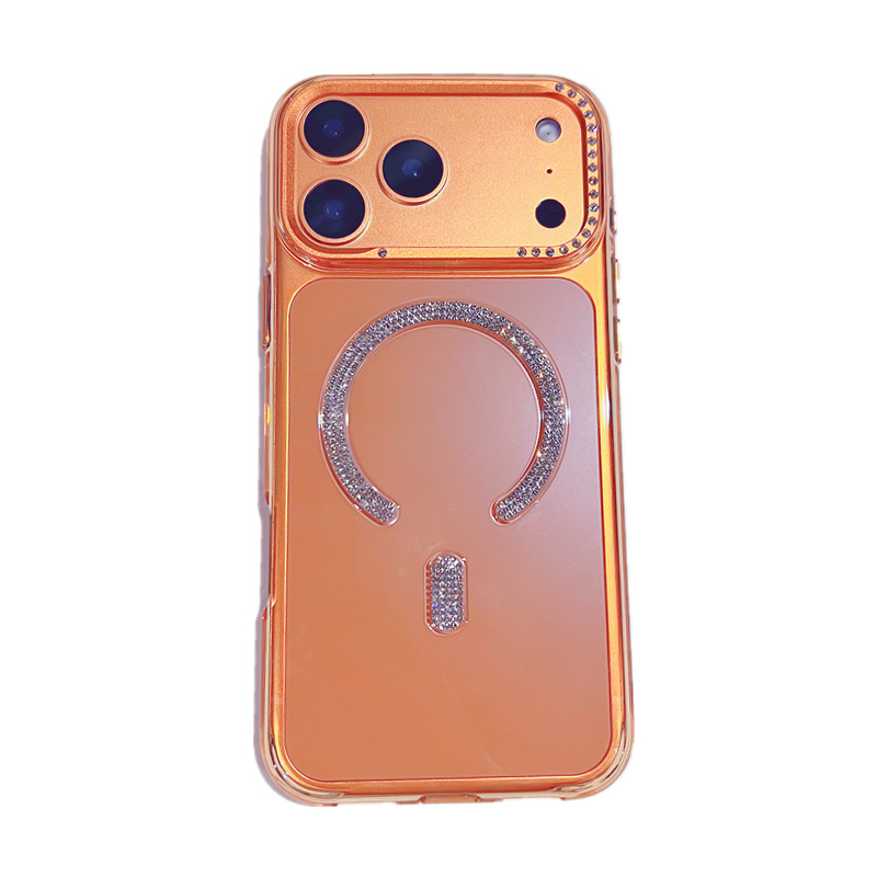 适用苹果17promax手机壳磁吸水钻iPhone17pro轻奢闪亮16pro透明不变黄15plus保护套14max硬壳