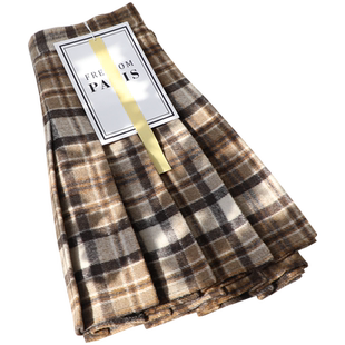 咖啡色格子百褶裙女秋冬高腰防走光毛呢加厚半身裙显瘦a字短裙裤